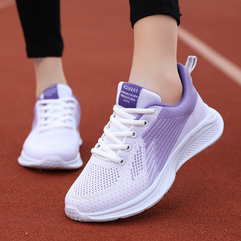Women's Breathable Mesh Sneakers in White Purple – Sarah Express