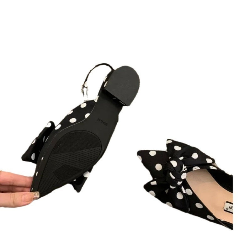 Sarah Express Pointed Toe Bow Embellished Slingback Sandals