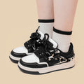 Sarah Express Heart Chain Platform Sneakers Black