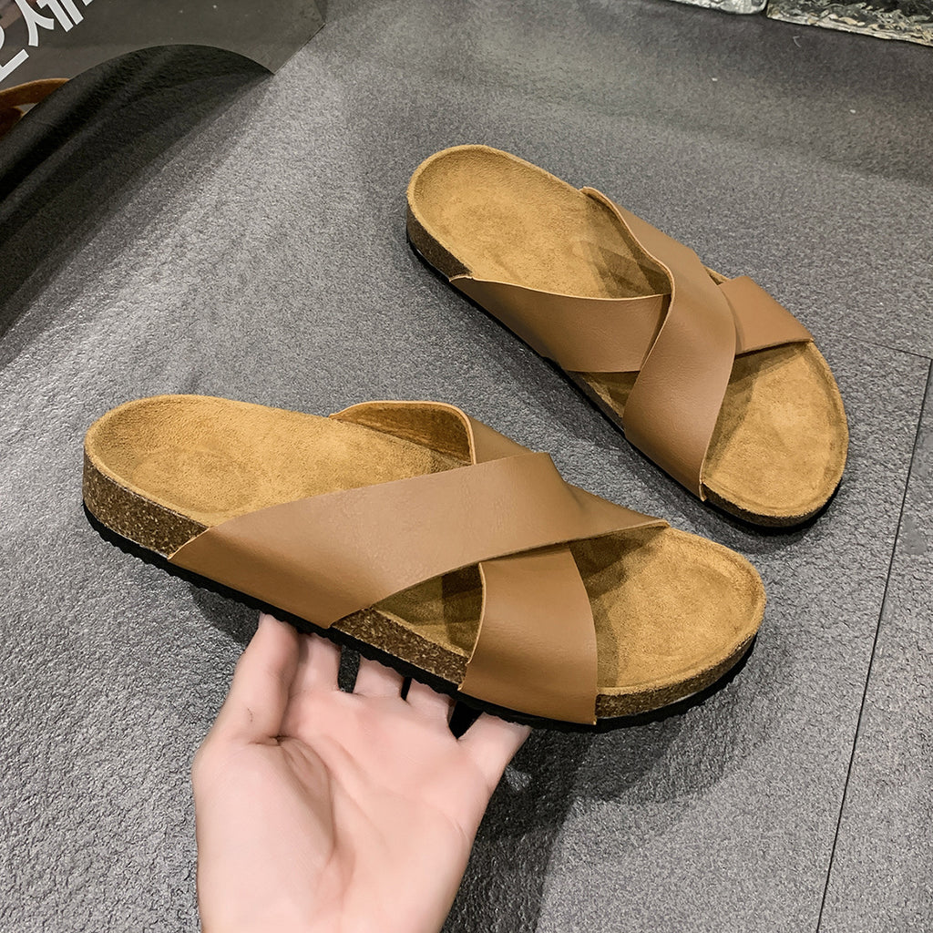 Sarah Express Men's Cross-Strap Cork Sandals