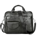 Sarah Express Structured Leather Crossbody Travel Briefcase Black 10inches
