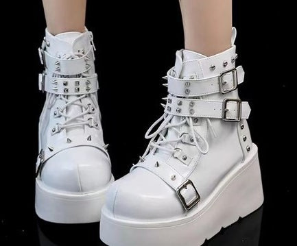 Sarah Express Chunky Round-Toe Platform Wedge Ankle Boots