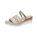 Sarah Express Ethnic Pattern Wedge Sandals Summer Slides Beige