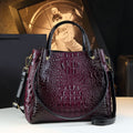Sarah Express Crocodile-Print Textured PU Leather Shoulder Bag Purple