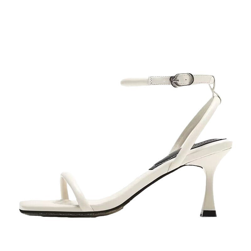 Sarah Express Ankle Strap Square Toe High Heel Sandals