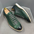 Sarah Express Embossed Pattern Lace Up Men Shoes Green