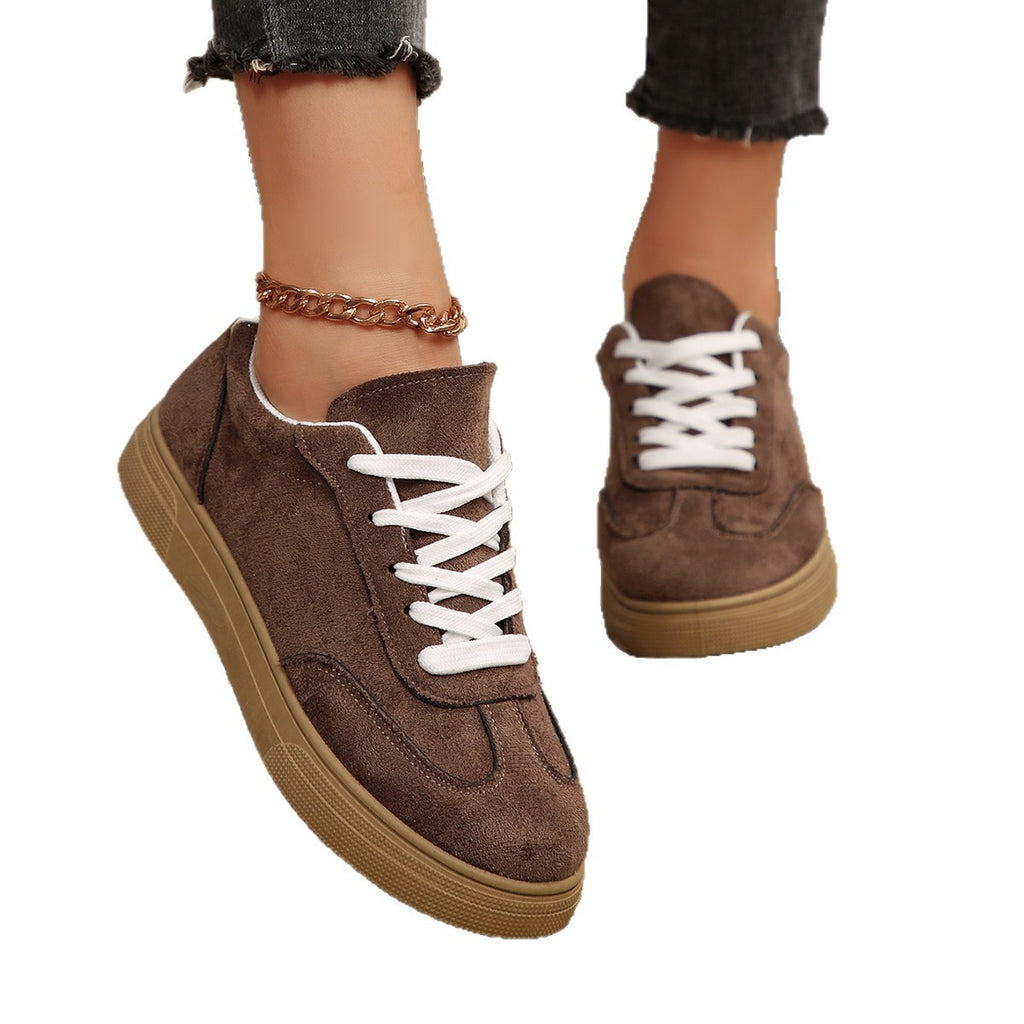Sarah Express Women's Suede Casual Lace-Up Sneakers