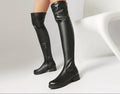 Sarah Express Stretchy Over-the-Knee Low Heel Boots Black