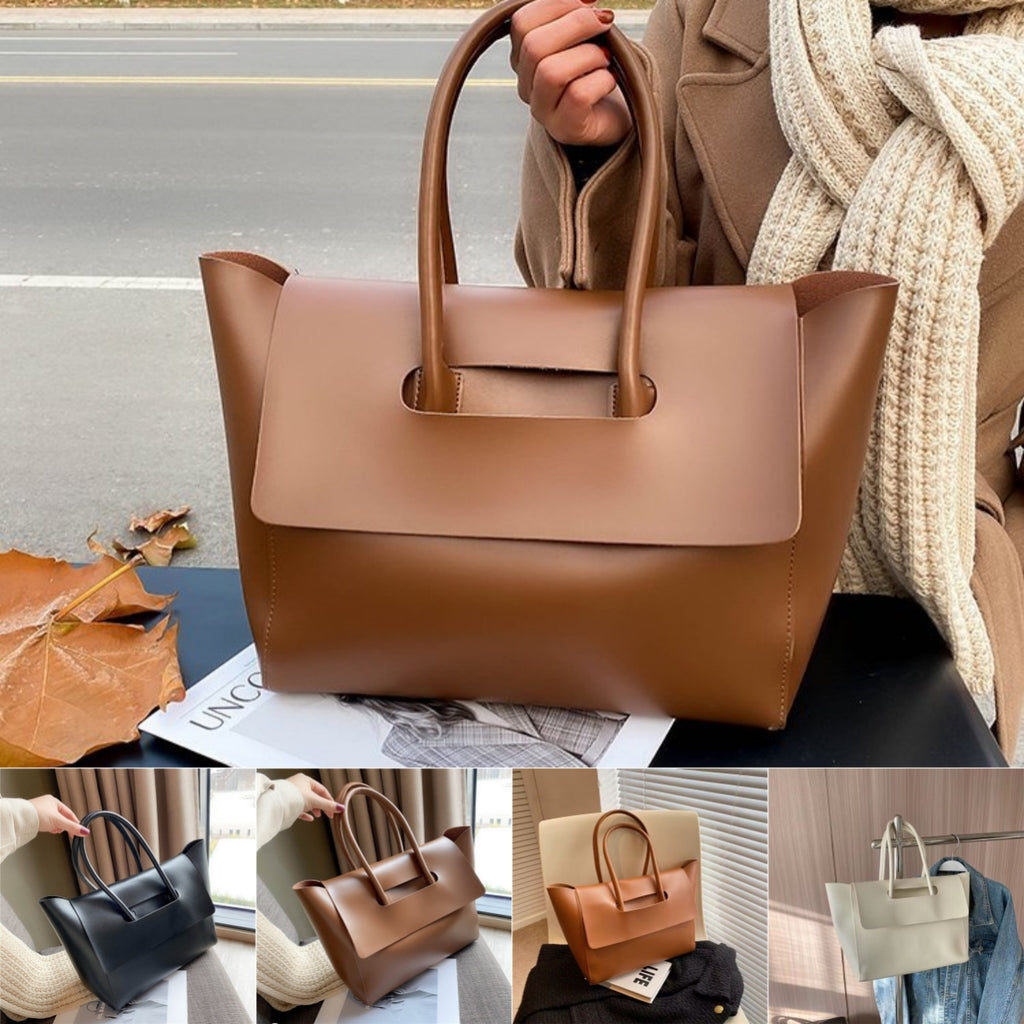 Sarah Express Minimalist Soft PU Leather Tote Bag