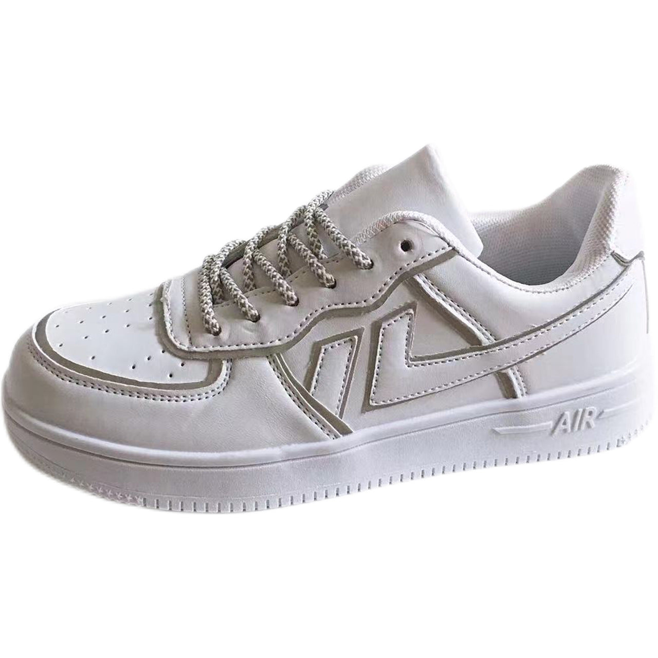 Sarah Express Reflective White Low Top Lace-Up Sneakers
