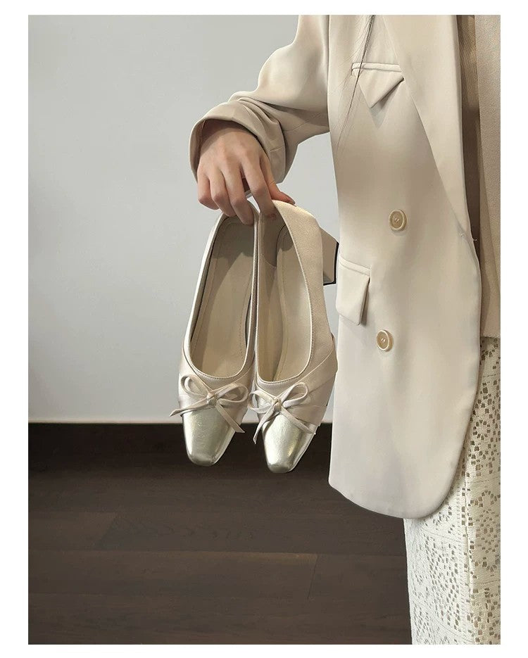 Women 2026 Spring Autumn New Square Toe High Heels, Soft Leather Comfortable Block Mid Heel Versatile Daily Shoes – product detail