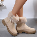 Sarah Express Plush Lined Winter Ankle Boots Beige