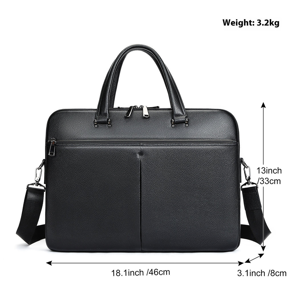 Sarah Express Structured Leather Laptop Briefcase for Business Black