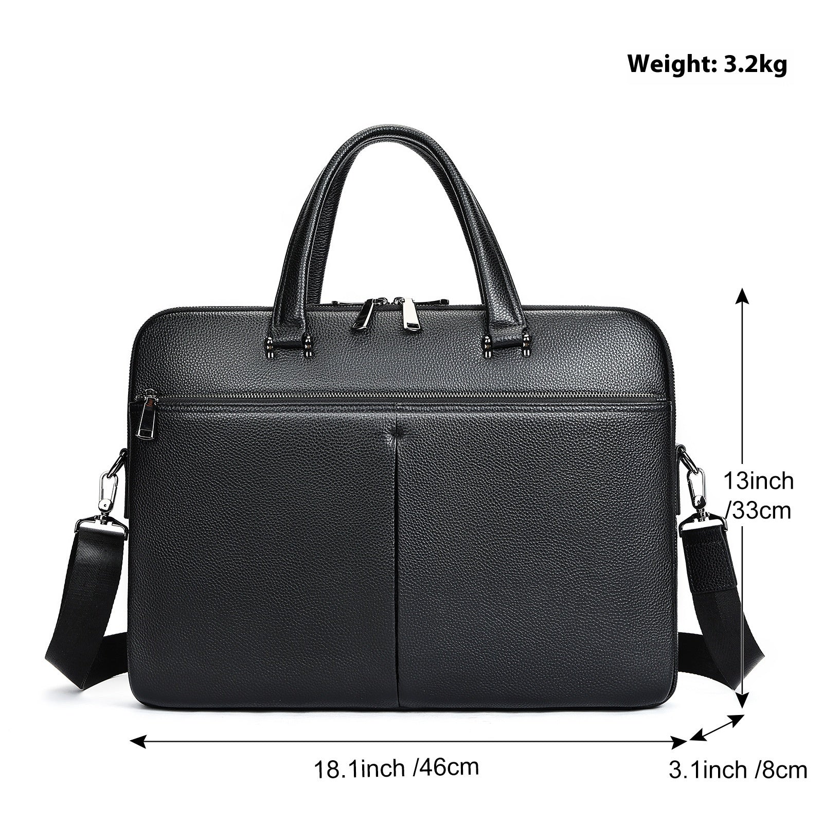 Sarah Express Structured Leather Laptop Briefcase for Business Black