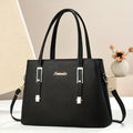 Sarah Express Structured PU Leather Tote Crossbody Bag Black