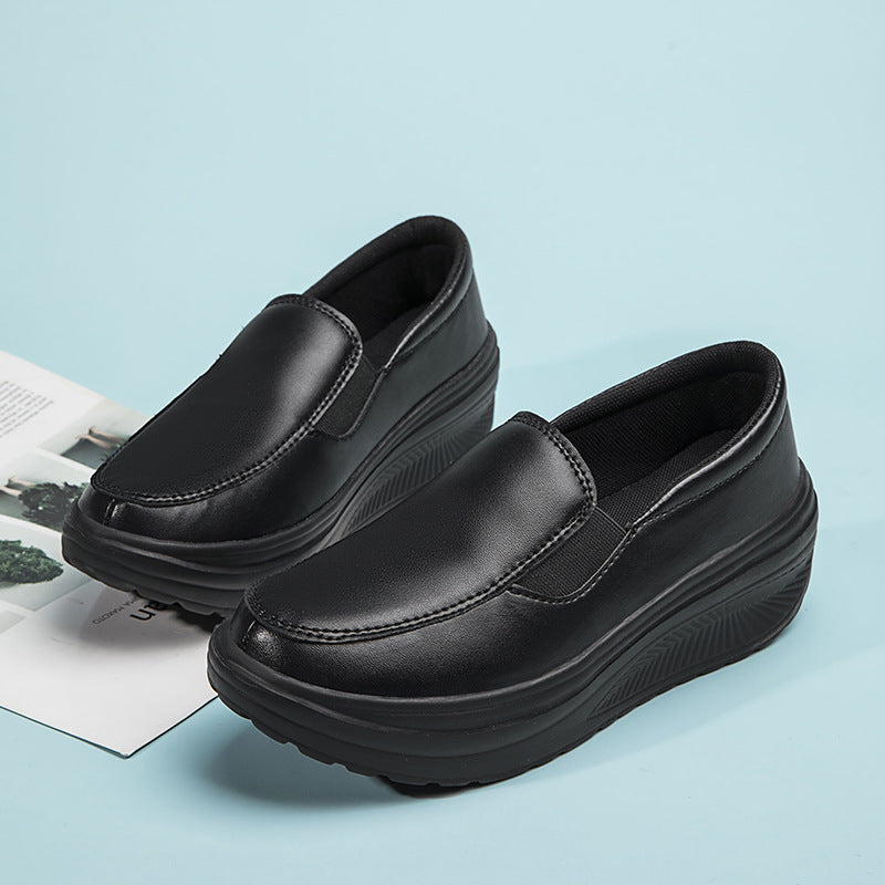 Sarah Express Women's Platform Wedge Loafer Sneakers Black