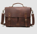 Sarah Express Retro Leather Laptop Briefcase Satchel Red brown