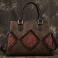 Sarah Express Retro Cowhide Structured Top Handle Bag Retro coffee