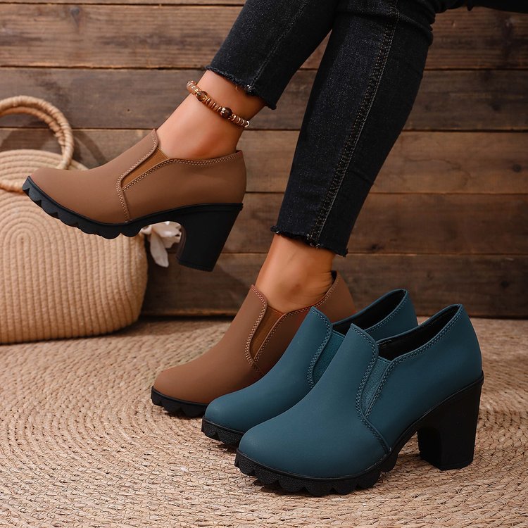 Sarah Express Women's Chunky Heel Mid-Calf Boots