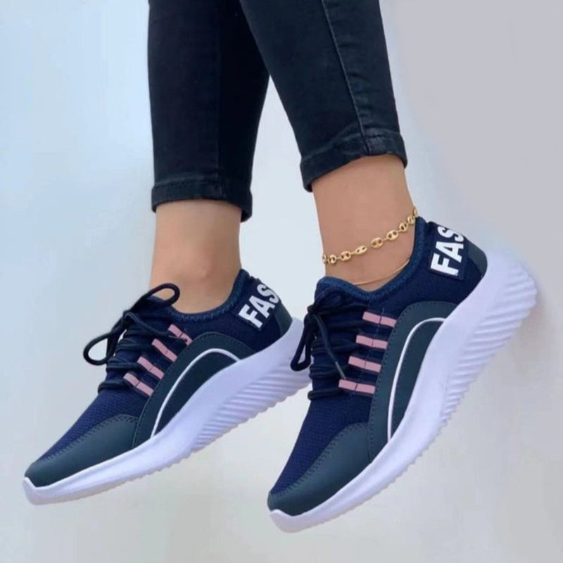 Sarah Express Women's Lace-Up Mesh Casual Sneakers