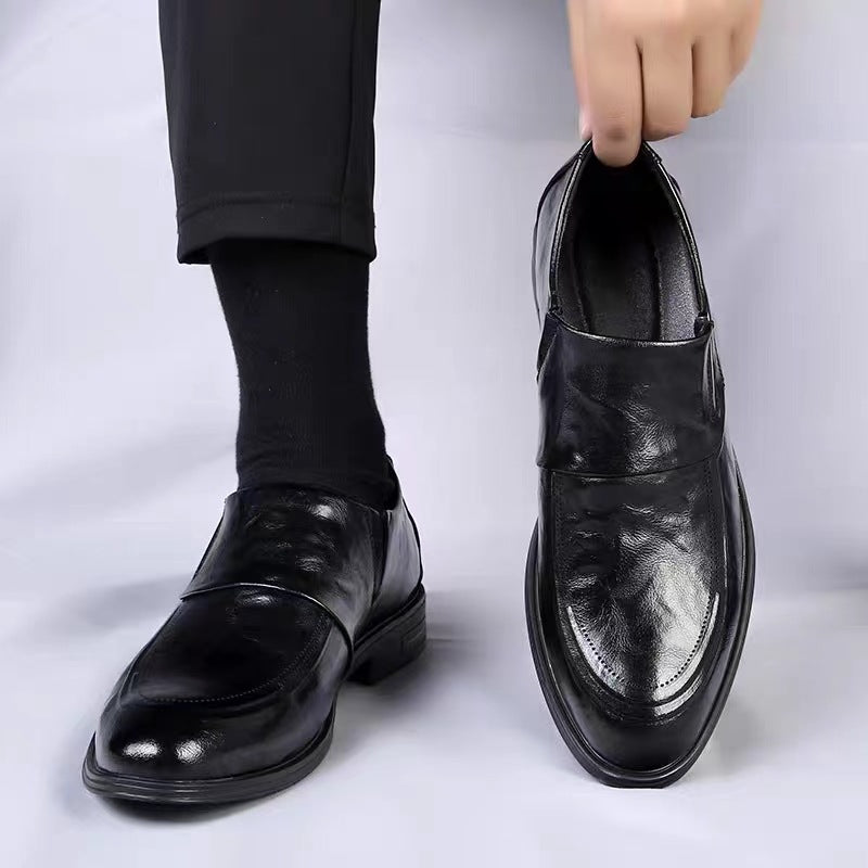 Sarah Express Men's Slip-On Cowhide Leather Dress Shoes