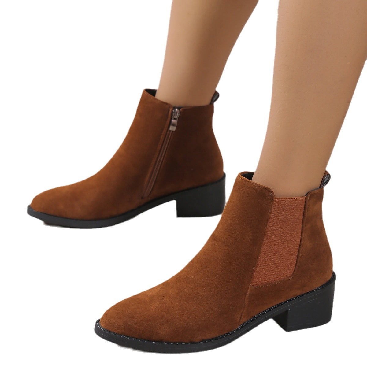 Sarah Express Women's Suede Pointed Toe Ankle Boots