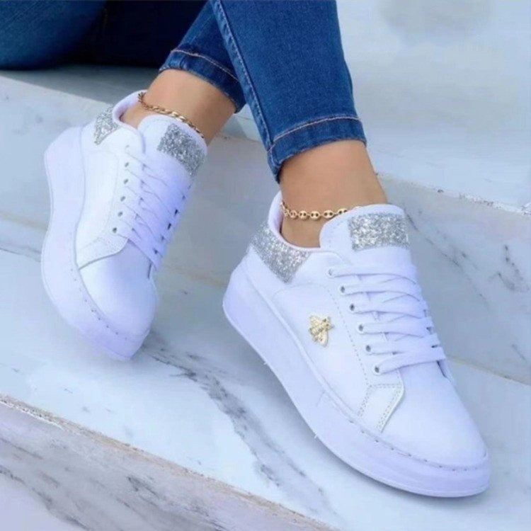 Sarah Express Glitter Accent Platform Lace-Up Sneakers