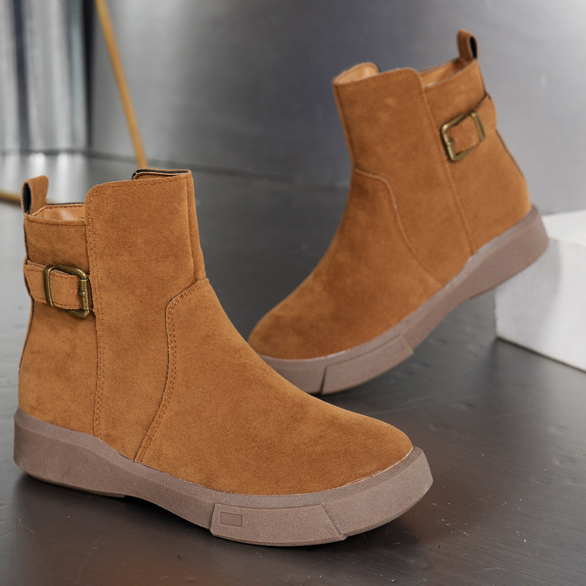 Sarah Express Women's Round Toe Suede Ankle Boots