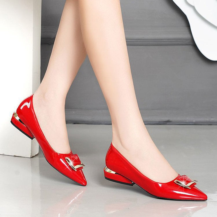 Sarah Express Chunky Heel Pointed Toe Slip-On Pumps