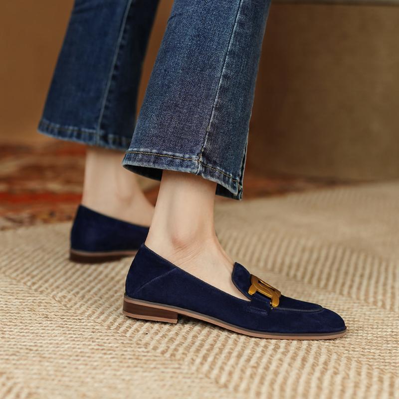 Sarah Express Women's Retro Metal Buckle Platform Loafers