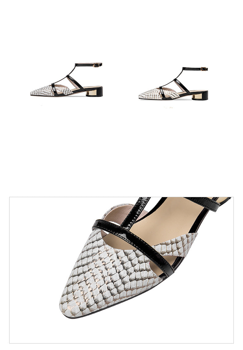 Sarah Express Pointed Toe Low Heel Strappy Sandals