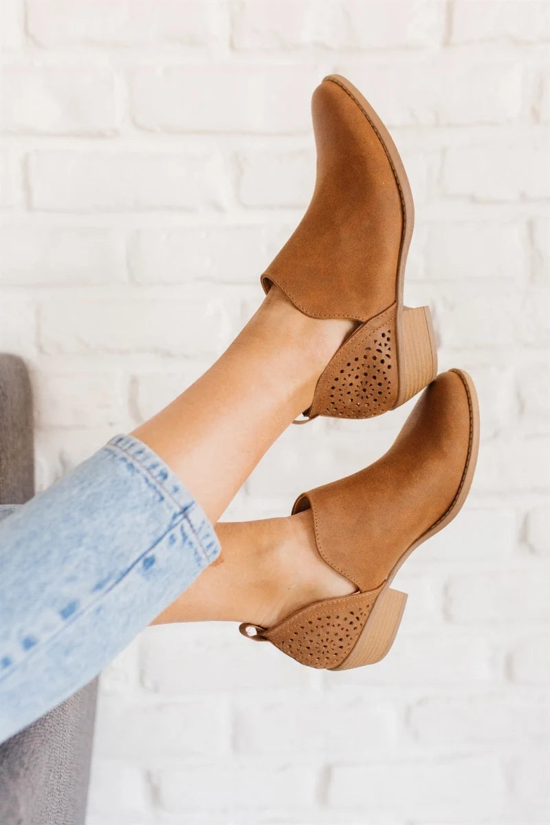 Sarah Express Women's Retro Cut-Out Ankle Boots
