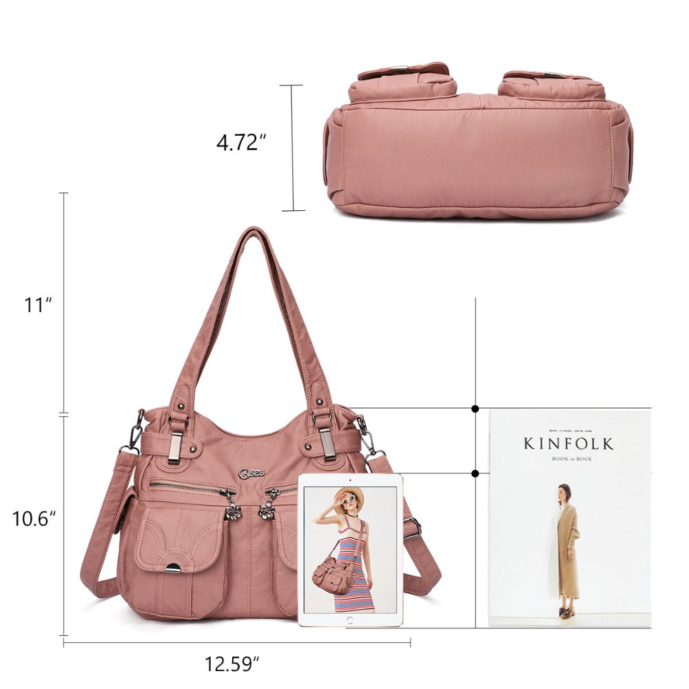 Sarah Express Soft Leather Multi-Pocket Messenger Bag