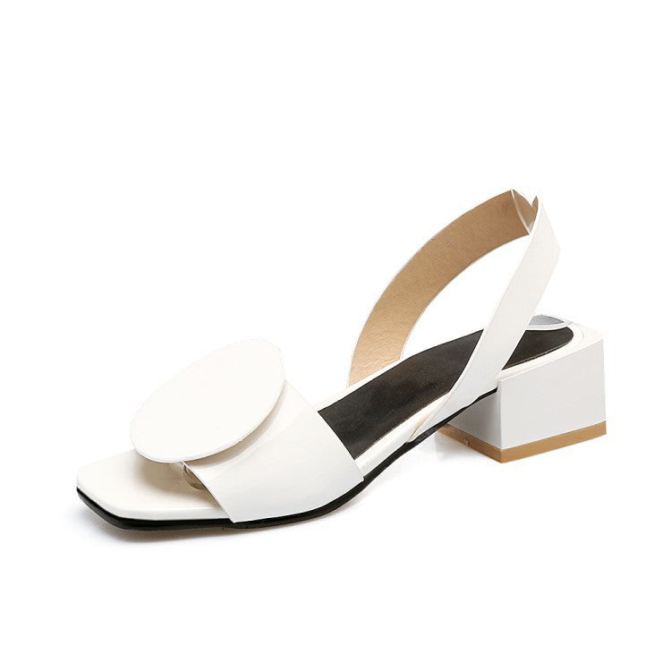 Sarah Express Decorative Platform Sandals with Chunky Heel White