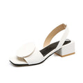 Sarah Express Decorative Platform Sandals with Chunky Heel White