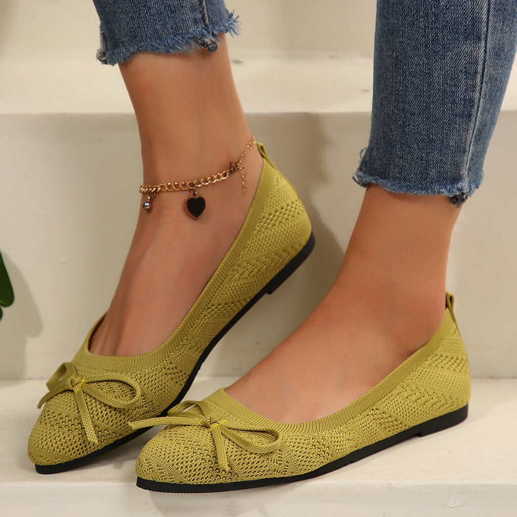 Bow Knitted Loafers Ins Fashion Pointed-toed Flats Shoes For Women – product detail alternate view 23