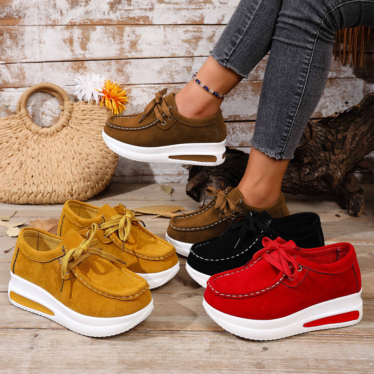 Sarah Express Women's Platform Lace-Up Wedge Loafers
