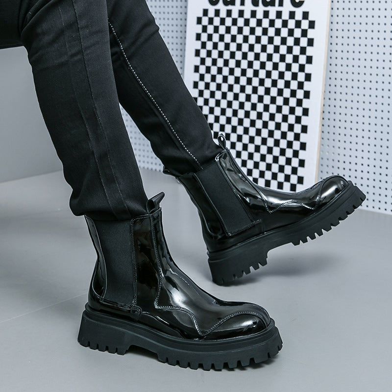 Sarah Express Men's Glossy Retro Ankle Boots