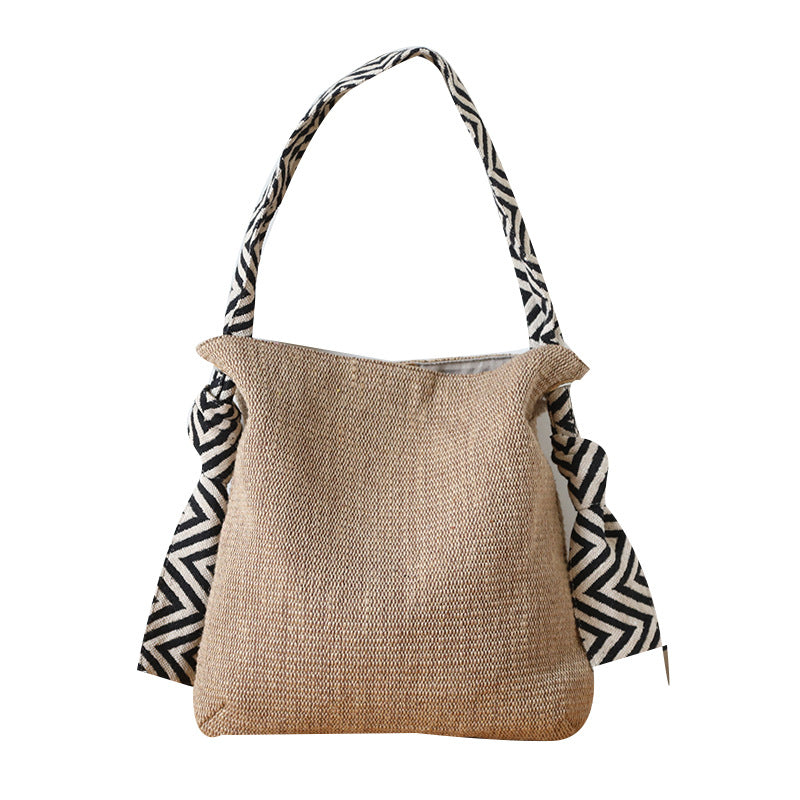 Sarah Express Canvas Tote Bag with Chevron Strap