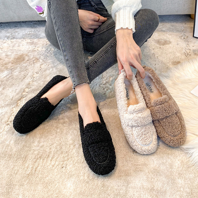 Sarah Express Plush Lamb Wool Slip On Loafers