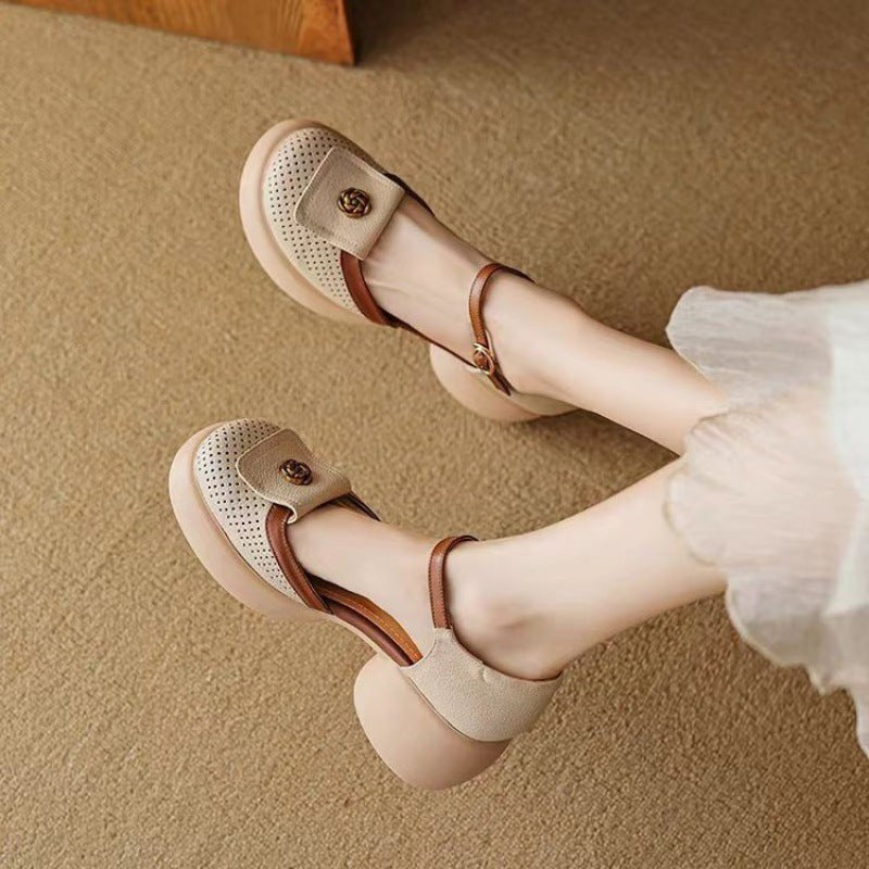 Sarah Express Waterproof Closed-Toe Buckle Strap Heels