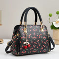 Sarah Express Embossed Cherry Pattern Crossbody Handbag Black 24X11X18CM