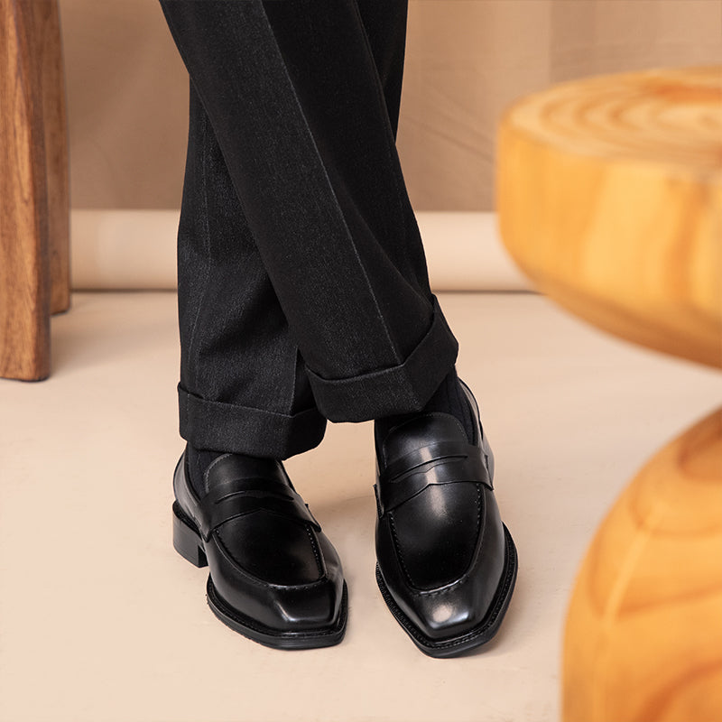 Sarah Express Men's Square Toe Leather Loafers