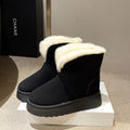 Sarah Express Plush Lined Platform Ankle Snow Boots Black