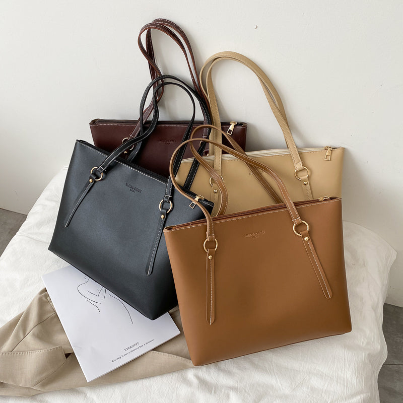 Sarah Express Structured PU Leather Shoulder Tote Bag