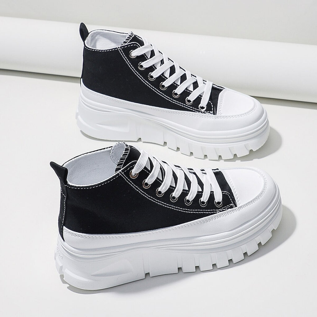 Sarah Express High Top Flatform Lace Up Sneakers