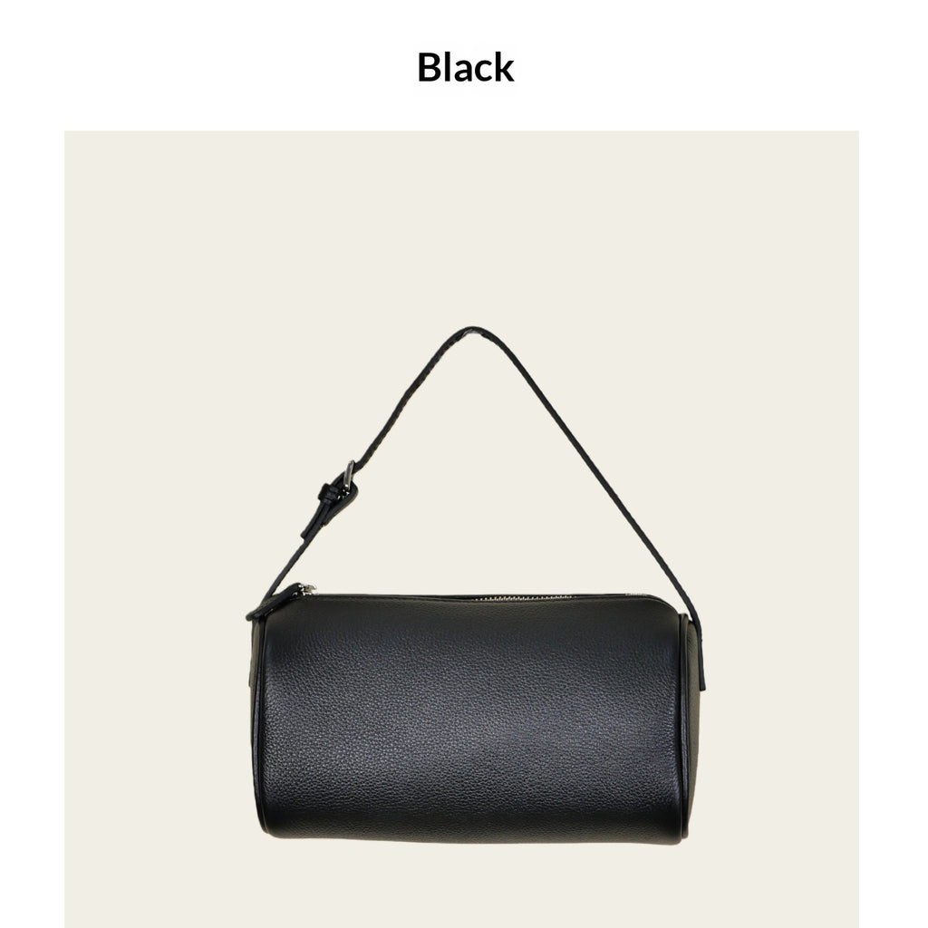 Sarah Express Minimalist Cylindrical Leather Crossbody Bag Black 18cm x8cm x10cm