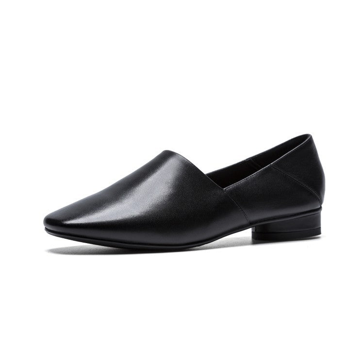 Sarah Express Women's Square Toe Flat Slip-On Shoes Black