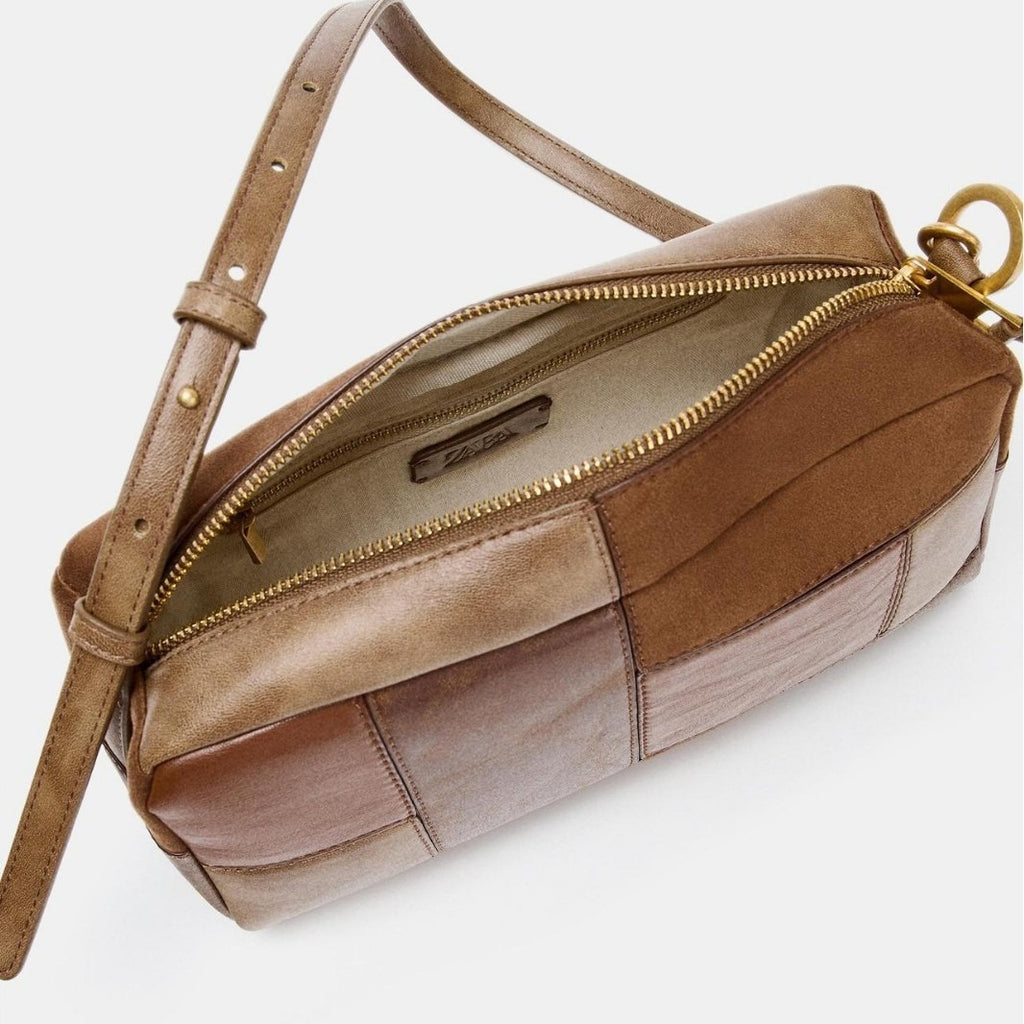 Sarah Express Retro Color-Block Patchwork Shoulder Bag