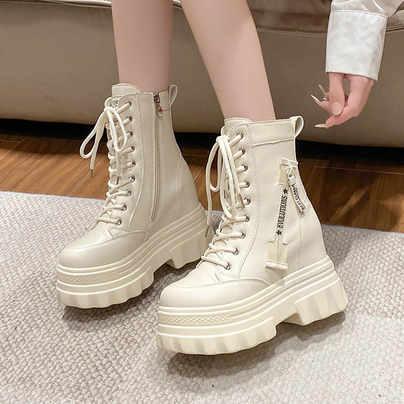 Sarah Express Chunky Heel High-Top Ankle Boots